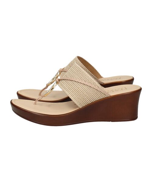 INTER-CHAUSSURES / インター ショシュール サンダル | 【ITALIAN SHOEMAKERS】ビジュー付きラウンドメタルウェッジサンダル | 詳細1