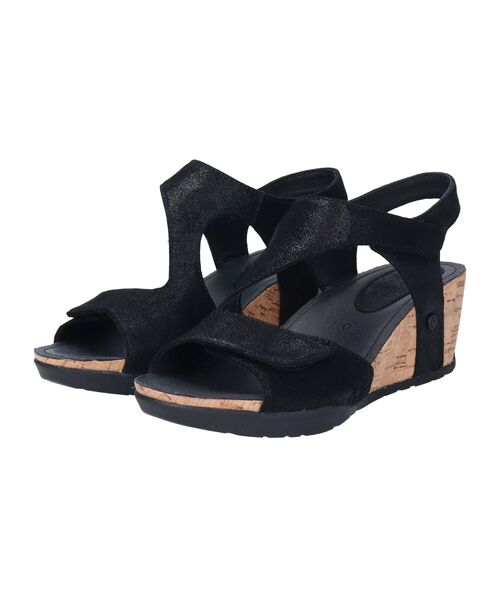 INTER-CHAUSSURES/インター ショシュール 【bossola】ベルクロウェッジヒールサンダル ブラック 38 INTER-CHAUSSURES/インター ショシュール 【bossola】ベルクロウェッジヒールサンダル ブラック 38