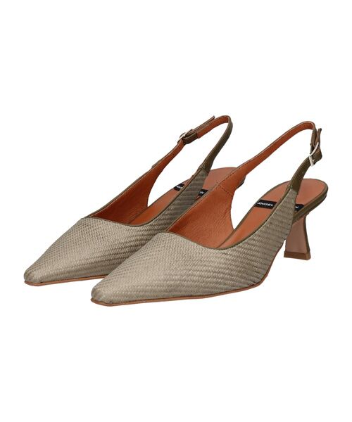 INTER-CHAUSSURES/インター ショシュール 【ANGEL ALARCON】ポインテッドトウラフィアバックバンド カーキ雑材 38 INTER-CHAUSSURES/インター ショシュール 【ANGEL ALARCON】ポインテッドトウラフィアバックバンド カーキ雑材 38