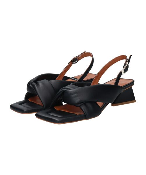 INTER-CHAUSSURES/インター ショシュール 【ANGEL ALARCON】スクエアトウチャンキーヒールサンダル ブラック 35 INTER-CHAUSSURES/インター ショシュール 【ANGEL ALARCON】スクエアトウチャンキーヒールサンダル ブラック 35