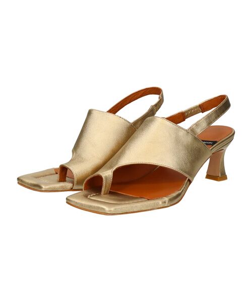 INTER-CHAUSSURES/インター ショシュール 【ANGEL ALARCON】スクエアトウバックバンドトングサンダル ゴールド 39 INTER-CHAUSSURES/インター ショシュール 【ANGEL ALARCON】スクエアトウバックバンドトングサンダル ゴールド 39