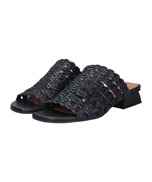 INTER-CHAUSSURES/インター ショシュール 【ANGEL ALARCON】ローヒールラフィアサンダル ブラック雑材 36 INTER-CHAUSSURES/インター ショシュール 【ANGEL ALARCON】ローヒールラフィアサンダル ブラック雑材 36
