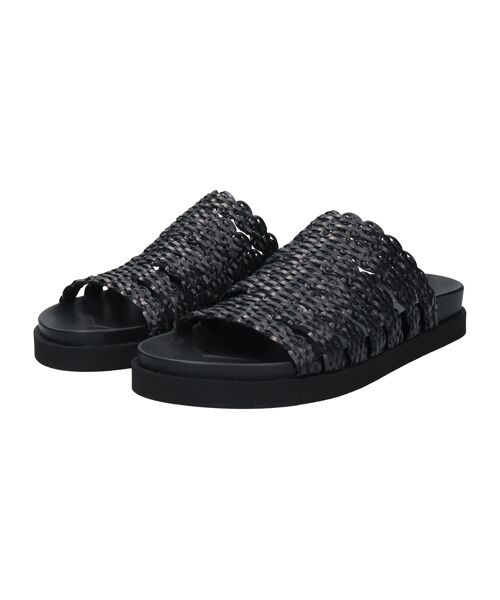 INTER-CHAUSSURES/インター ショシュール 【ANGEL ALARCON】フットベッドラフィアサンダル ブラック雑材 38 INTER-CHAUSSURES/インター ショシュール 【ANGEL ALARCON】フットベッドラフィアサンダル ブラック雑材 38