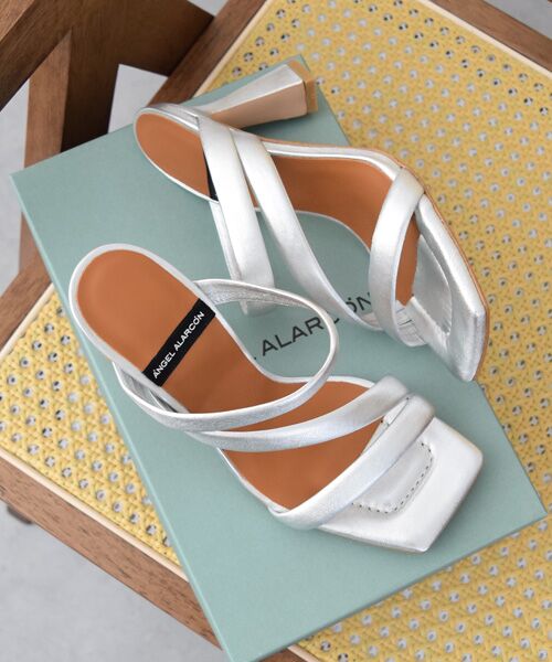 INTER-CHAUSSURES/インター ショシュール 【ANGEL ALARCON】スクエアトウハイヒールサンダル シルバー 37 INTER-CHAUSSURES/インター ショシュール 【ANGEL ALARCON】スクエアトウハイヒールサンダル シルバー 37