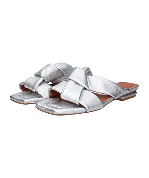 INTER-CHAUSSURES/インター ショシュール 【ANGEL ALARCON】スクエアトウローヒールノットサンダル シルバー 39 INTER-CHAUSSURES/インター ショシュール 【ANGEL ALARCON】スクエアトウローヒールノットサンダル シルバー 39