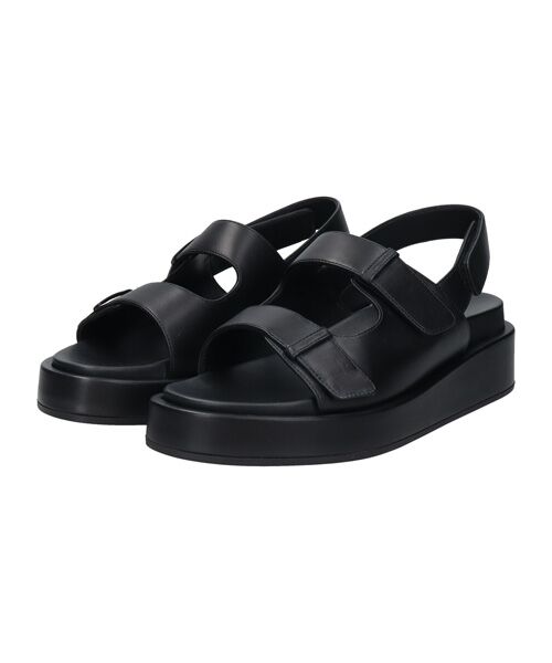 INTER-CHAUSSURES/インター ショシュール 【EMILE】厚底ベルクロフットベッドサンダル ブラック 35 INTER-CHAUSSURES/インター ショシュール 【EMILE】厚底ベルクロフットベッドサンダル ブラック 35