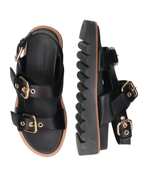 セール】 【EMILE】バックル厚底フットベッドサンダル