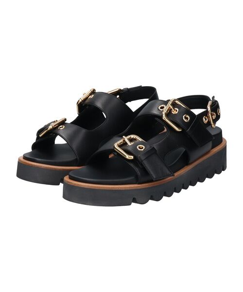INTER-CHAUSSURES/インター ショシュール 【EMILE】バックル厚底フットベッドサンダル ブラック 39 INTER-CHAUSSURES/インター ショシュール 【EMILE】バックル厚底フットベッドサンダル ブラック 39