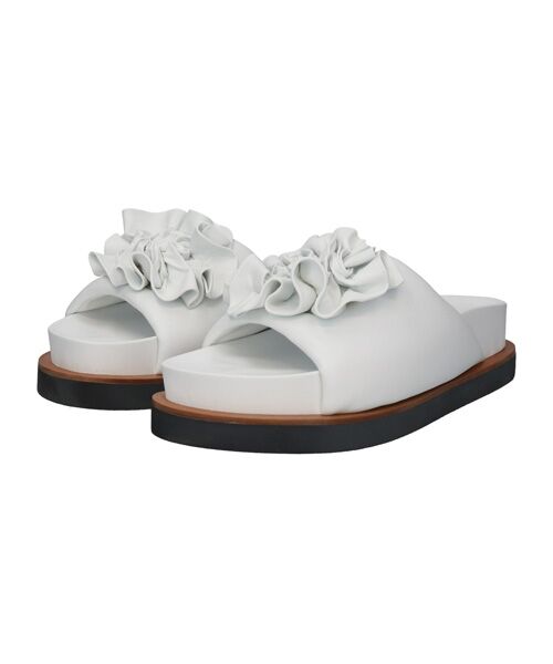 INTER-CHAUSSURES/インター ショシュール 【EMILE】ビッグコサージュフットベッドサンダル ホワイト 35 INTER-CHAUSSURES/インター ショシュール 【EMILE】ビッグコサージュフットベッドサンダル ホワイト 35