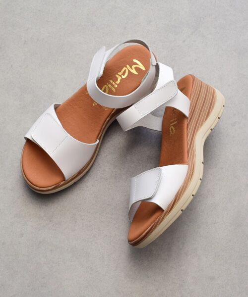 INTER-CHAUSSURES/インター ショシュール 【MARILA】ラウンドトウウエッジソールサンダル ホワイト 37 INTER-CHAUSSURES/インター ショシュール 【MARILA】ラウンドトウウエッジソールサンダル ホワイト 37