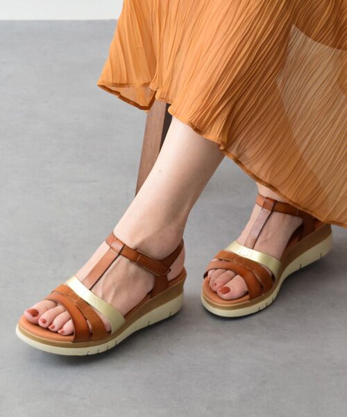 INTER-CHAUSSURES/インター ショシュール 【MARILA】異素材コンビ厚底サンダル ブラウンコンビ 35 INTER-CHAUSSURES/インター ショシュール 【MARILA】異素材コンビ厚底サンダル ブラウンコンビ 35