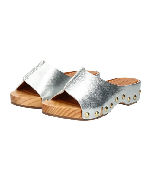 INTER-CHAUSSURES/インター ショシュール 【CLAIRE CHARLOTTE】ローヒールサボミュールサンダル シルバー 38 INTER-CHAUSSURES/インター ショシュール 【CLAIRE CHARLOTTE】ローヒールサボミュールサンダル シルバー 38