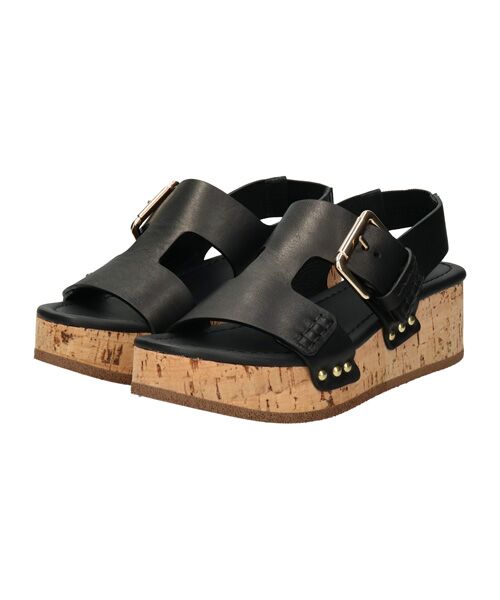 INTER-CHAUSSURES/インター ショシュール 【CLAIRE CHARLOTTE】厚底コルクサンダル ブラック 36 INTER-CHAUSSURES/インター ショシュール 【CLAIRE CHARLOTTE】厚底コルクサンダル ブラック 36