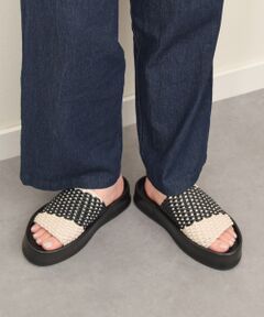 INTER-CHAUSSURES / インター ショシュール サンダル | 【JVAM】ウーブンレザー厚底ミュールサンダル
