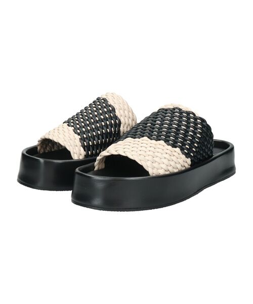 INTER-CHAUSSURES / インター ショシュール サンダル | 【JVAM】ウーブンレザー厚底ミュールサンダル | 詳細1