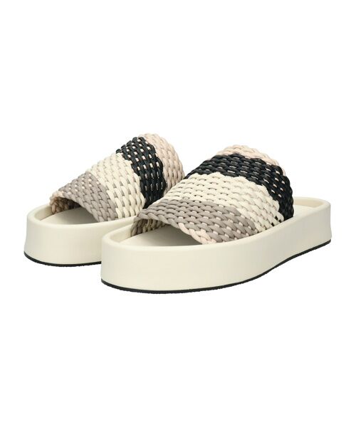 INTER-CHAUSSURES / インター ショシュール サンダル | 【JVAM】ウーブンレザー厚底ミュールサンダル | 詳細8