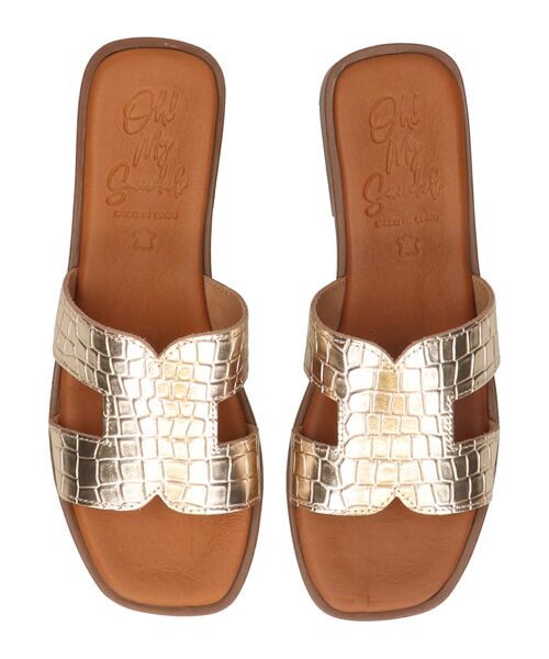 INTER-CHAUSSURES / インター ショシュール サンダル | 【OH MY SANDALS】スクエアトウ型押しレザーフラットサンダル | 詳細5