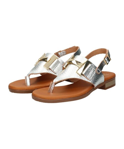 INTER-CHAUSSURES/インター ショシュール 【OH MY SANDALS】ラウンドトウオーナメントトングサンダル シルバー 38 INTER-CHAUSSURES/インター ショシュール 【OH MY SANDALS】ラウンドトウオーナメントトングサンダル シルバー 38