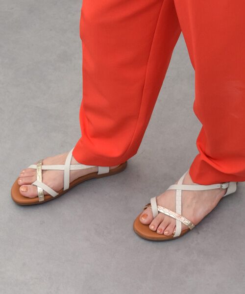 INTER-CHAUSSURES/インター ショシュール 【OH MY SANDALS】ラウンドトウストラップフラットサンダル アイボリーコンビ 35 INTER-CHAUSSURES/インター ショシュール 【OH MY SANDALS】ラウンドトウストラップフラットサンダル アイボリーコンビ 35