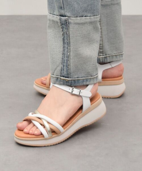 INTER-CHAUSSURES/インター ショシュール 【OH MY SANDALS】厚底アンクルストラップサンダル ホワイトコンビ 36 INTER-CHAUSSURES/インター ショシュール 【OH MY SANDALS】厚底アンクルストラップサンダル ホワイトコンビ 36