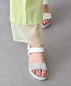 【MAJE】クローバーチャーム・シルバーレザーサンダル：フラット 40%OFF】BRADOR ブラドール レザー メッシュ フラット サンダル