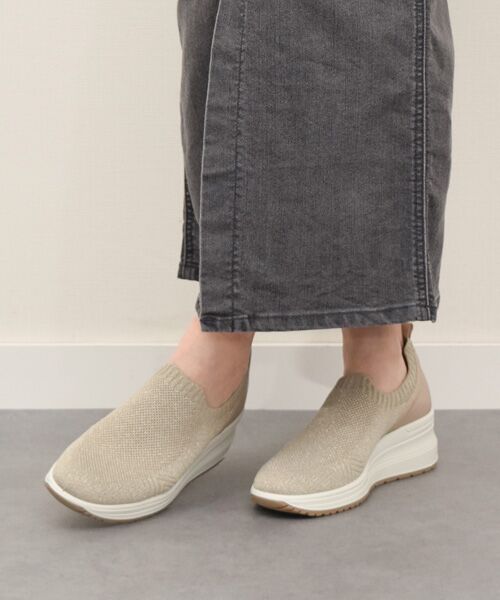 INTER-CHAUSSURES/インター ショシュール 【IMAC】ヒールアップニットスニーカー ゴールド雑材 36 INTER-CHAUSSURES/インター ショシュール 【IMAC】ヒールアップニットスニーカー ゴールド雑材 36
