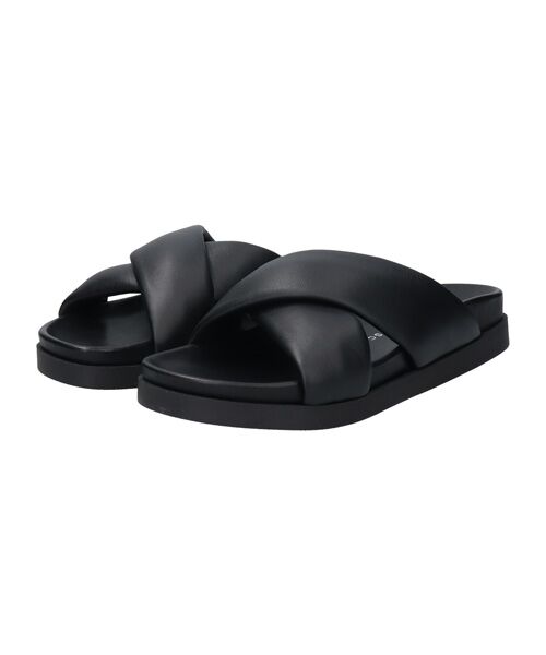INTER-CHAUSSURES/インター ショシュール 【FABIO RUSCONI】クロスベルトフットベッドサンダル ブラック 37 INTER-CHAUSSURES/インター ショシュール 【FABIO RUSCONI】クロスベルトフットベッドサンダル ブラック 37