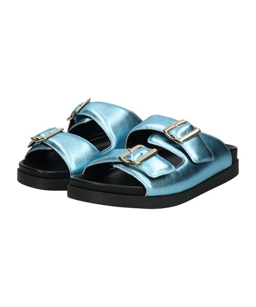 INTER-CHAUSSURES/インター ショシュール 【FABIO RUSCONI】ダブルバックルフットベッドサンダル ブルー 39 INTER-CHAUSSURES/インター ショシュール 【FABIO RUSCONI】ダブルバックルフットベッドサンダル ブルー 39