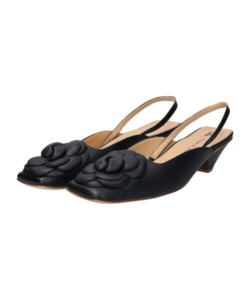 INTER-CHAUSSURES/インター ショシュール 【FABIO RUSCONI】スクエアトウカメリアバックバンドパンプス ブラック 35 INTER-CHAUSSURES/インター ショシュール 【FABIO RUSCONI】スクエアトウカメリアバックバンドパンプス ブラック 35