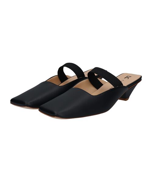 INTER-CHAUSSURES/インター ショシュール 【FABIO RUSCONI】スクエアトウエラスティックバンドミュール ブラック 36 INTER-CHAUSSURES/インター ショシュール 【FABIO RUSCONI】スクエアトウエラスティックバンドミュール ブラック 36
