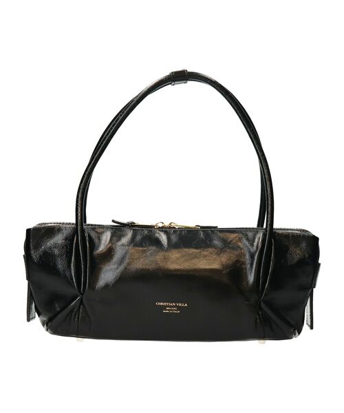 INTER-CHAUSSURES/インター ショシュール 【CHRISTIAN VILLA】横長レザーハンドバッグ ブラック ALL INTER-CHAUSSURES/インター ショシュール 【CHRISTIAN VILLA】横長レザーハンドバッグ ブラック ALL