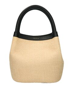 INTER-CHAUSSURES / インター ショシュール ハンドバッグ | 【LORISTELLA】レザーハンドルラフィアハンドバッグ