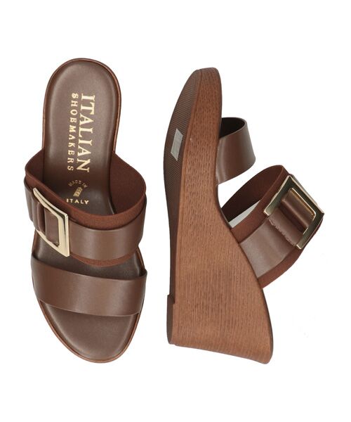 INTER-CHAUSSURES / インター ショシュール サンダル | 【ITALIAN SHOEMAKERS】スクエアメタルウェッジヒールミュール | 詳細17