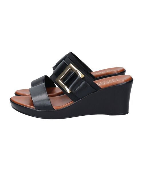 INTER-CHAUSSURES / インター ショシュール サンダル | 【ITALIAN SHOEMAKERS】スクエアメタルウェッジヒールサンダル | 詳細1