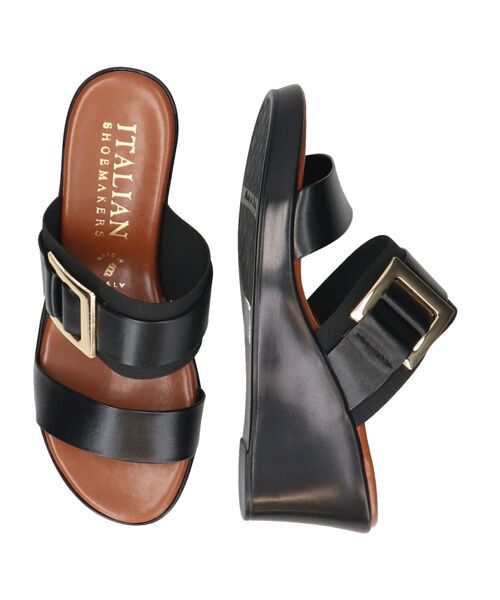 INTER-CHAUSSURES / インター ショシュール サンダル | 【ITALIAN SHOEMAKERS】スクエアメタルウェッジヒールサンダル | 詳細5