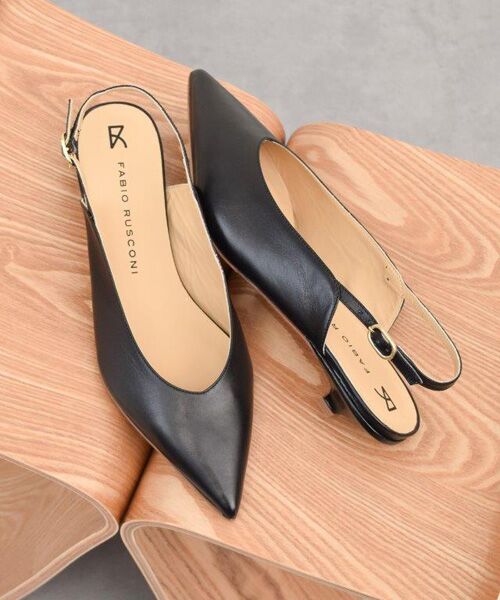INTER-CHAUSSURES / インター ショシュール パンプス | 【FABIO RUSCONI】キトゥンヒールバックバンドパンプス（ブラックエナメル）