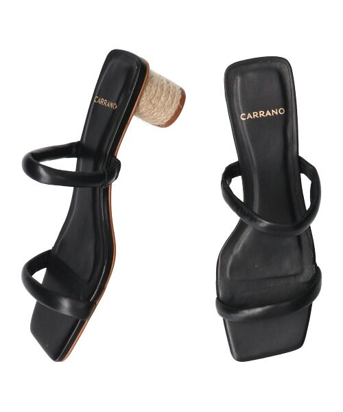 INTER-CHAUSSURES / インター ショシュール サンダル | 【CARRANO】ダブルチューブストラップサンダル-(62008C)（ブラック）