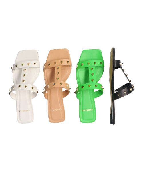 INTER-CHAUSSURES / インター ショシュール サンダル | 【CARRANO】スクエアトゥスタッズフラットサンダル-(62200C) | 詳細30