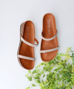 INTER-CHAUSSURES / インター ショシュール サンダル | 【ITALIAN SHOEMAKERS】ダブルラインストーンフットベッドサンダル-(92201T)