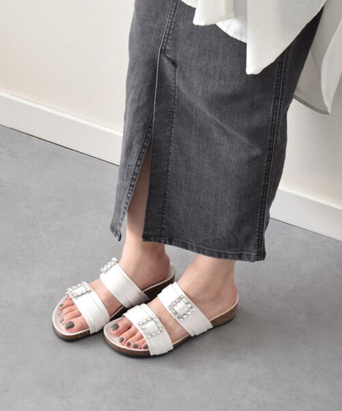INTER-CHAUSSURES/インター ショシュール 【ITALIAN SHOEMAKERS】ビジューベルトフットベッドサンダル-(92211T) ホワイト 37 INTER-CHAUSSURES/インター ショシュール 【ITALIAN SHOEMAKERS】ビジューベルトフットベッドサンダル-(92211T) ホワイト 37