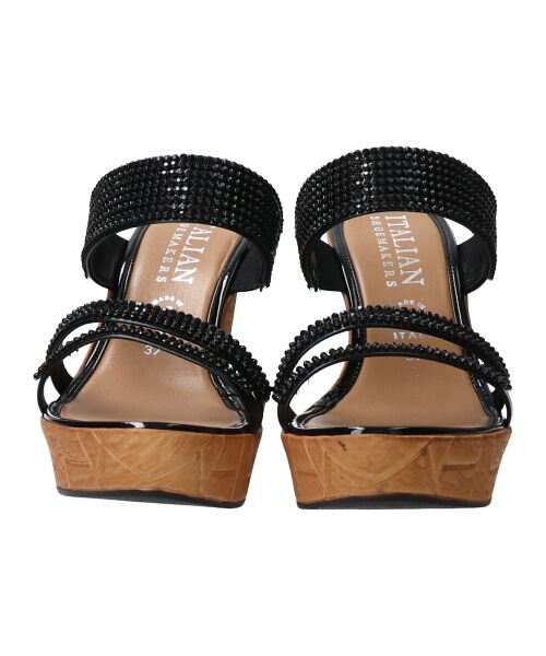 INTER-CHAUSSURES / インター ショシュール サンダル | 【ITALIAN SHOEMAKERS】ラインストーン厚底ハイウエッジミュール-(92321T) | 詳細1