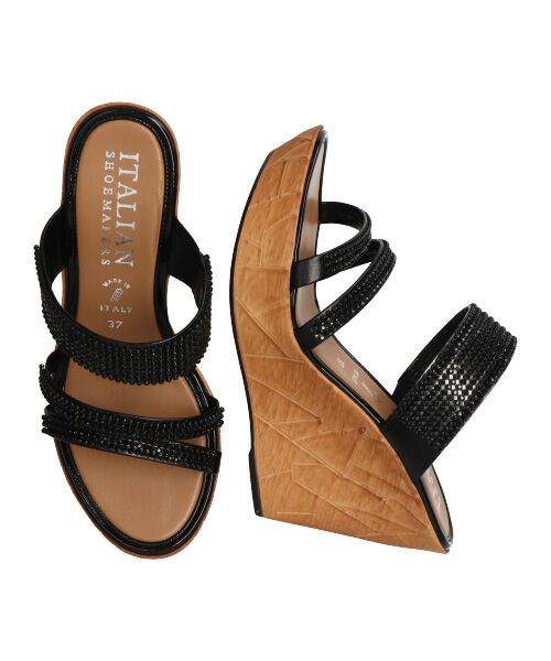 INTER-CHAUSSURES / インター ショシュール サンダル | 【ITALIAN SHOEMAKERS】ラインストーン厚底ハイウエッジミュール-(92321T) | 詳細7