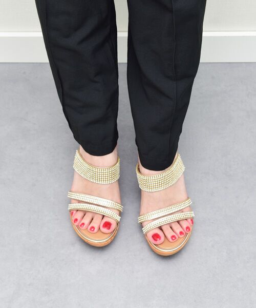 INTER-CHAUSSURES / インター ショシュール サンダル | 【ITALIAN SHOEMAKERS】ラインストーン厚底ハイウエッジミュール-(92321T) | 詳細17