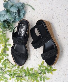 INTER-CHAUSSURES / インター ショシュール サンダル | 【ITALIAN SHOEMAKERS】ラインストーンリボン厚底サンダル-(92509T)