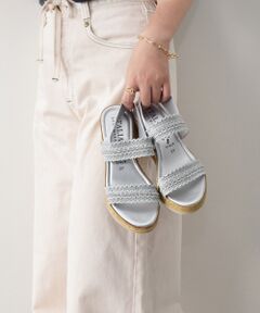 INTER-CHAUSSURES / インター ショシュール サンダル | 【ITALIAN SHOEMAKERS】ラインストーンリボン厚底サンダル-(92509T)