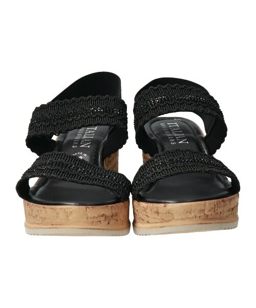 INTER-CHAUSSURES / インター ショシュール サンダル | 【ITALIAN SHOEMAKERS】ラインストーンリボン厚底サンダル-(92509T) | 詳細1