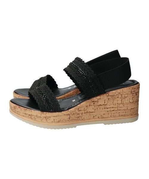 INTER-CHAUSSURES / インター ショシュール サンダル | 【ITALIAN SHOEMAKERS】ラインストーンリボン厚底サンダル-(92509T) | 詳細3