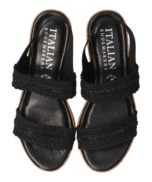 INTER-CHAUSSURES / インター ショシュール サンダル | 【ITALIAN SHOEMAKERS】ラインストーンリボン厚底サンダル-(92509T) | 詳細6