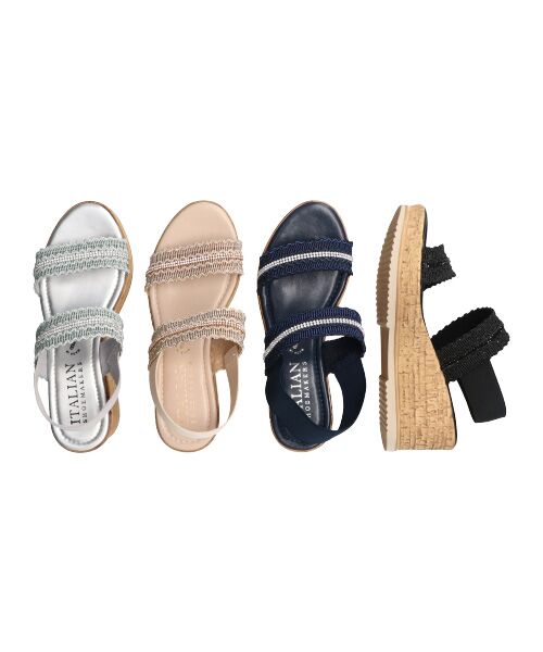 INTER-CHAUSSURES / インター ショシュール サンダル | 【ITALIAN SHOEMAKERS】ラインストーンリボン厚底サンダル-(92509T) | 詳細28