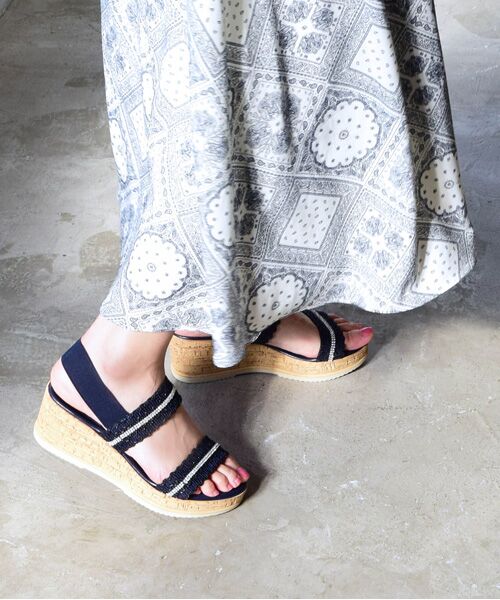 INTER-CHAUSSURES / インター ショシュール サンダル | 【ITALIAN SHOEMAKERS】ラインストーンリボン厚底サンダル-(92509T) | 詳細30